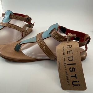 Bed Stu Tan and Blue Women's Moon Sandals. New with tags